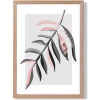 ARTZE Tropical Leaf Grey & Pink Boho Botanical Framed Print SIZE: A4 with Oak Frame | Size: A3
