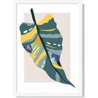 ARTZE Tropical Palm Teal & Green Mid Century Modern Framed Print SIZE: A2 with White Frame | Size: A4