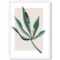 ARTZE Palm Leaf Green & Red Minamilist Framed Print SIZE: A4 with White Frame | Size: A3