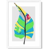 ARTZE Tropical Plant Blue & Green Abstract Minimalist Framed Print SIZE: A3 with White Frame in Mid Blue | Size: A4