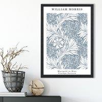 ARTZE William Morris Marigold in Blue / Black Frame / SIZE: A4 in Mid Blue | Size: A3