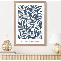 ARTZE William Morris Navy & Green Willow Art Print / Oak Frame / SIZE: A2 | Size: A4