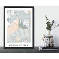 ARTZE William Morris Wreath in Green & Peach Art Print / Black Frame / SIZE: A4 | Size: A3