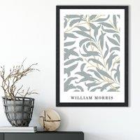 ARTZE William Morris Sage Green Willow Art Print / Black Frame / SIZE: A3 in Pale Green