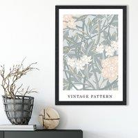 ARTZE William Morris Jasmine in Green & Peach Art Print / Black Frame / SIZE: A3 | Size: A4