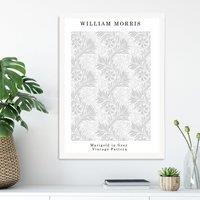 ARTZE William Morris Marigold in Grey Art Print / White Frame / SIZE: A3 in Light Grey | Size: A4