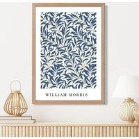 ARTZE Vintage William Morris Navy Willow Floral Art Print / Oak Frame / SIZE: A4