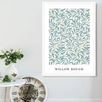 ARTZE Vintage William Morris Green & Yellow Willow Pattern Art Print / White Frame / SIZE: A2 | Size: A4