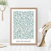 ARTZE Vintage William Morris Green & Yellow Willow Pattern Art Print / Oak Frame / SIZE: A2 | Size: A4