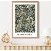 ARTZE Vintage William Morris Larkspur in Navy & Beige Art Print / Oak Frame / SIZE: A2 | Size: A3