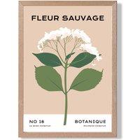 ARTZE Beige & Green Wildflower Flower Market Minimalist Framed Print SIZE: A4 with Oak Frame | Size: A3