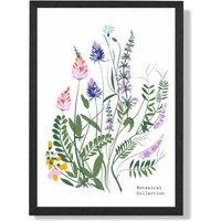 ARTZE Blue & Purple Wild Flowers Flower Market Simplicity Framed Print SIZE: A4 with Black Frame in Mid Blue | Size: A3