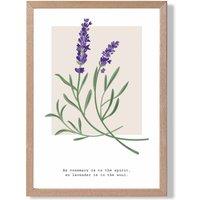 ARTZE Lavender Plant & Quote Flower Market Simplicity Framed Print SIZE: A4 with Oak Frame in Purple | Size: A3