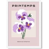ARTZE Purple Pansies Flower Market Simplicity Framed Print SIZE: A3 with White Frame