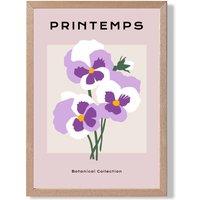 ARTZE Purple Pansies Flower Market Simplicity Framed Print SIZE: A2 with Oak Frame | Size: A3