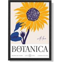 ARTZE Blue & Yellow Sunflower Flower Market Exhibition Framed Print SIZE: A3 with Black Frame in Mid Blue | Size: A4