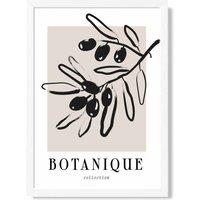 ARTZE Beige & Black Olive Boho Sketch Floral Framed Print SIZE: A2 with White Frame | Size: A3