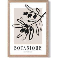 ARTZE Beige & Black Olive Boho Sketch Floral Framed Print SIZE: A4 with Oak Frame | Size: A3