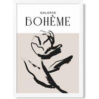 ARTZE Beige & Black Rose Boho Sketch Floral Framed Print SIZE: A2 with White Frame | Size: A3