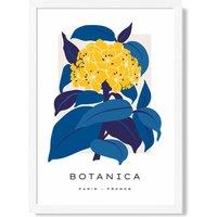 ARTZE Abstract Yellow & Blue Hydrangea Flower Market Gallery Framed Print SIZE: A3 with White Frame | Size: A4