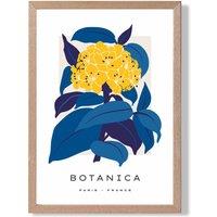 ARTZE Abstract Yellow & Blue Hydrangea Flower Market Gallery Framed Print SIZE: A3 with Oak Frame