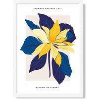 ARTZE Abstract Blue & Yellow Lilly Flower Market Gallery Framed Print SIZE: A3 with White Frame | Size: A4