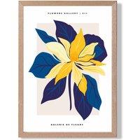 ARTZE Abstract Blue & Yellow Lilly Flower Market Gallery Framed Print SIZE: A2 with Oak Frame | Size: A3