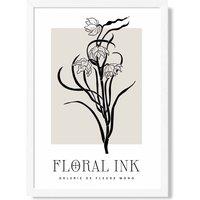 ARTZE Black & Beige Daffodils Floral Ink Sketch Framed Print SIZE: A4 with White Frame | Size: A3
