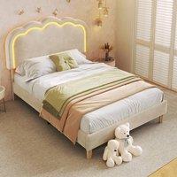 BTM Single Bed Frame with Wooden Slats & Adjustable Height Headboard in Grey