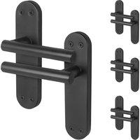 AFIT Black T-Bar Door Handles Backplate Internal Lever 4 Pair | Size: 150mm x 150mm