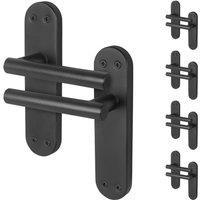 AFIT Black T-Bar Door Handles Backplate Internal Lever 5 Pair | Size: 150mm x 150mm