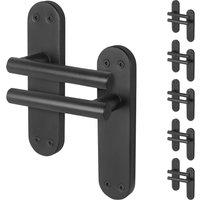 AFIT Black T-Bar Door Handles Backplate Internal Lever 6 Pair | Size: 150mm x 150mm
