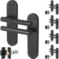 AFIT Black T-Bar Door Handle Latch Backplate Set 5 Pair | Size: 150mm x 150mm