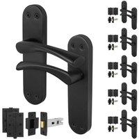 AFIT Black T-Bar Handle Latch Hinges Backplate Set 6 Pair | Size: 150mm x 150mm