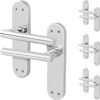 AFIT Chrome T-Bar Door Handles Backplate Internal Lever 4 Pair in Silver | Size: 150mm x 150mm