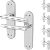 AFIT Chrome T-Bar Door Handles Backplate Internal Lever 5 Pair in Silver | Size: 150mm x 150mm