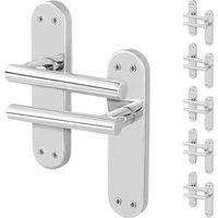 AFIT Chrome T-Bar Door Handles Backplate Internal Lever 6 Pair in Silver | Size: 150mm x 150mm