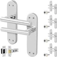 AFIT Chrome T-Bar Door Handle Latch Backplate Set 5 Pair in Silver | Size: 150mm x 150mm