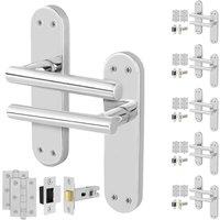 AFIT Chrome T-Bar Handle Latch Hinges Backplate Set 6 Pair in Silver | Size: 150mm x 150mm