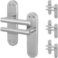 AFIT Satin T-Bar Door Handles Backplate Internal Lever 4 Pair in Silver | Size: 150mm x 150mm