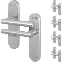 AFIT Satin T-Bar Door Handles Backplate Internal Lever 5 Pair in Silver | Size: 150mm x 150mm