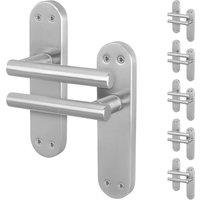 AFIT Satin T-Bar Door Handles Backplate Internal Lever 6 Pair in Silver | Size: 150mm x 150mm