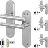 AFIT Satin T-Bar Door Handle Latch Backplate Set 4 Pair in Silver | Size: 150mm x 150mm
