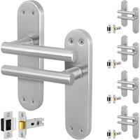AFIT Satin T-Bar Door Handle Latch Backplate Set 5 Pair in Silver | Size: 150mm x 150mm