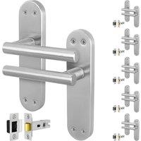 AFIT Satin T-Bar Door Handle Latch Backplate Set 6 Pair in Silver | Size: 150mm x 150mm