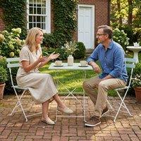 OUTSUNNY Outdoor Bistro Set Folding for 2 People White Green