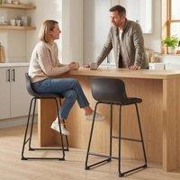 HOMCOM Modern Bar Stools Set of 2, PU Leather Upholstered Barstools, Black | Size: 120