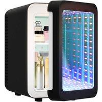 EONLION Black 4L Mini Fridge with Mirror RGB Light Portable Tabletop