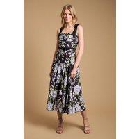 Oasis Women's Petite Bow Detail Dropped Waist Midi Dress in Black | Size: 14