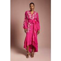 Coast Women's Sequin Embellished & Embroidered High Low Maxi Dress in Raspberry | Size: 10